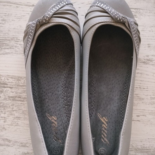 Ballerinas gray new, lightweight and comfortable women's shoes
