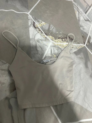 Bershka crop top, grey, size XS