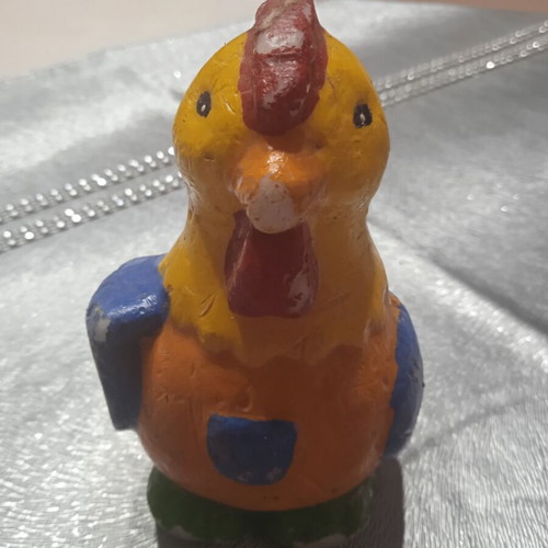 Wax chicken figurine used 1985