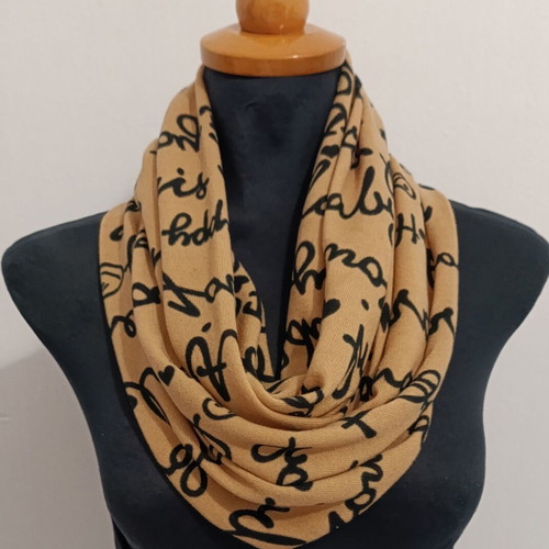 Women's neck scarf new beige-black by Achilleas Accessories