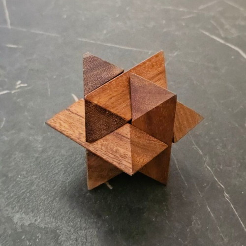 Wooden puzzle used, 6 pieces, decorative