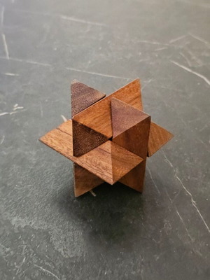 Wooden puzzle used, 6 pieces, decorative