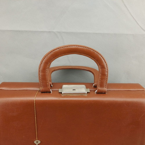 Old Soviet women's bag used, brown vinyl fashion bag