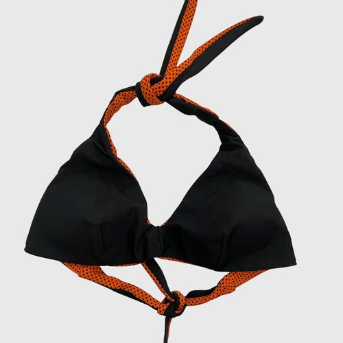 Luna black double-sided tie triangle bikini top new, size S