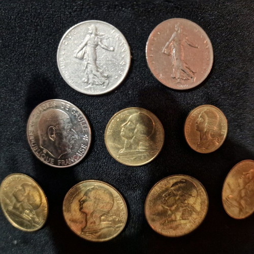 French franc coins like new, various denominations