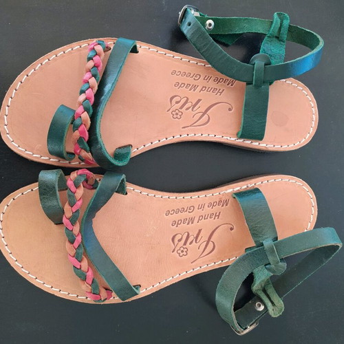 IRIS leather sandals new, multicolored braid