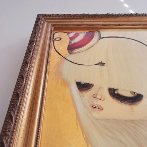 Painting with gilding powder and gold leaf on canvas, new, pop art