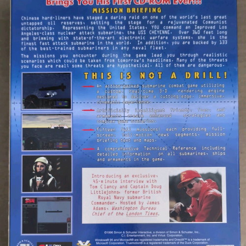 Tom Clancy SSN PC CD-ROM like new, Big Box