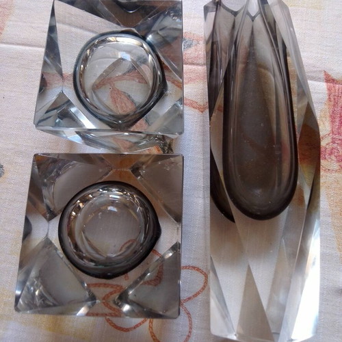 Vintage Murano Sommerso set 3 pieces by Flavio Poli Mandruzzato, like new