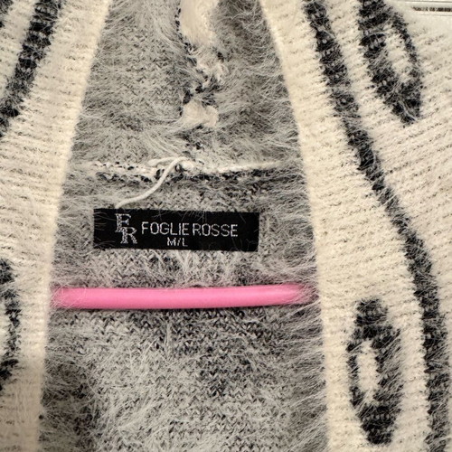 Cardigan black and white long fuzzy like new, size M/L