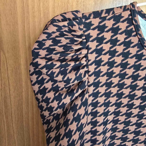 Shein blouse with puffed shoulders new, size M 38 10, black and brown