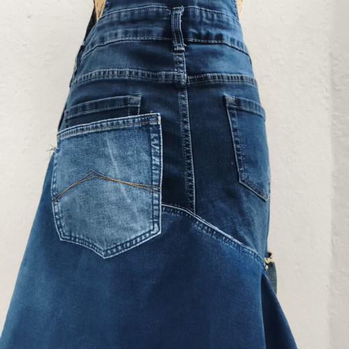 Handmade upcycled Y2K denim salopette dress