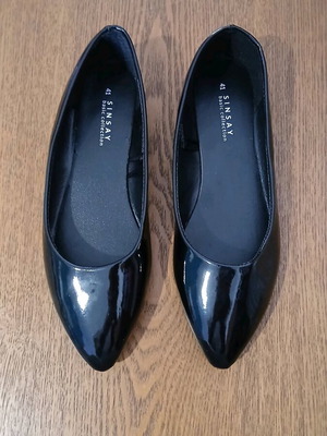 Sinsay Ballerinas 41 patent leather new, black