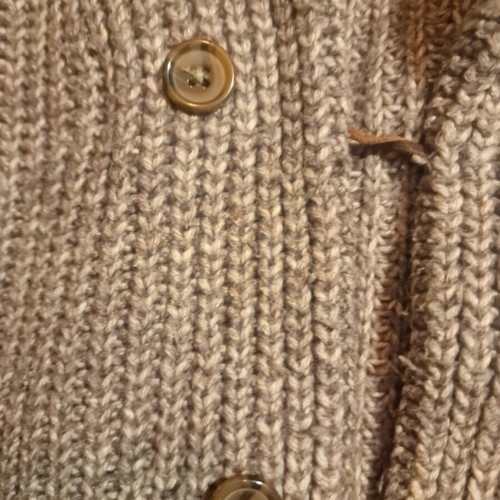 Sfera Men chunky knit cardigan with shawl collar used, brown, size XL