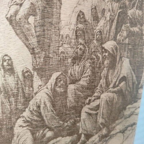 Engraved Crucifixion Image on Wood new