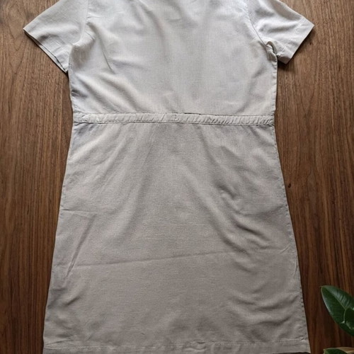 Up FASHION summer dress like new, 55% linen 45% cotton, beige, size L