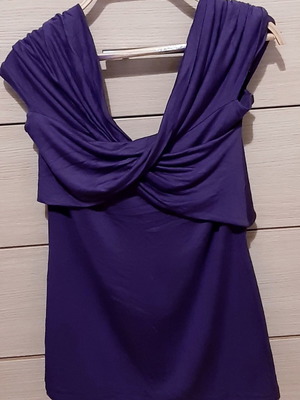 Zara cocktail top draped large purple rayan stretch new