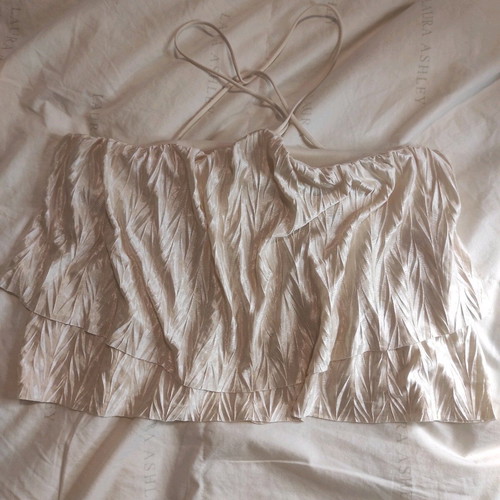 Blouse short with tie beige, size S