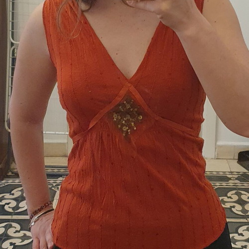 Te Quiero Orange Sequin Top size S used