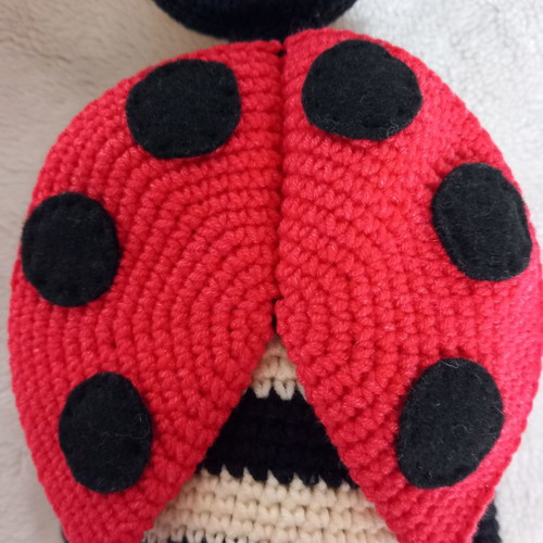 Handmade crocheted ladybug doll 40 cm new, cotton yarn