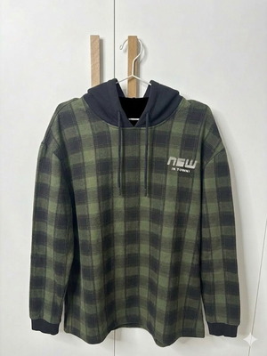 Hoodie Bershka πράσινο και μαύρο καρό, μέγεθος M, σαν καινούργιο