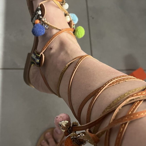 Sandals like new with details, size 40, beige and brown