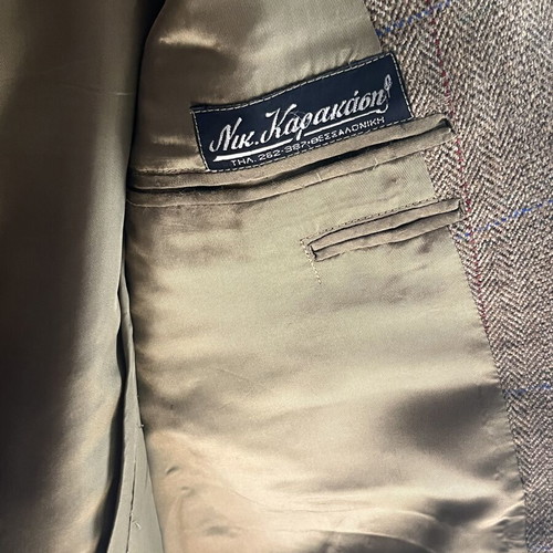 Men's checked jacket, beige and brown, size L