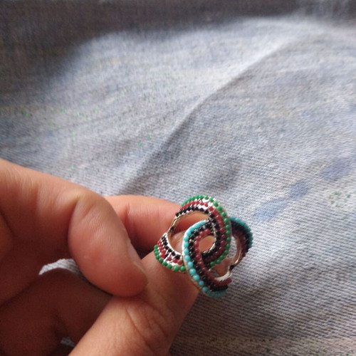 Steel ring with colorful decoration