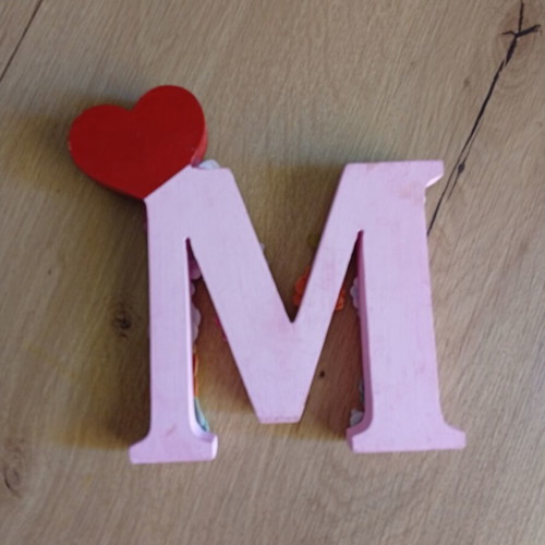 Decorative wooden monogram with flower like new