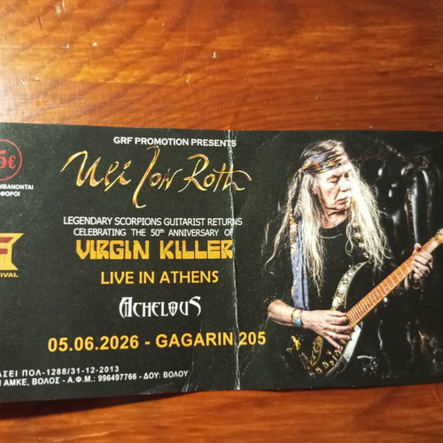 Uli Jon Roth concert ticket used, 5/6/2026