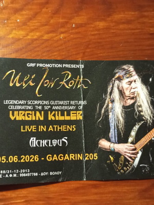 Uli Jon Roth concert ticket used, 5/6/2026