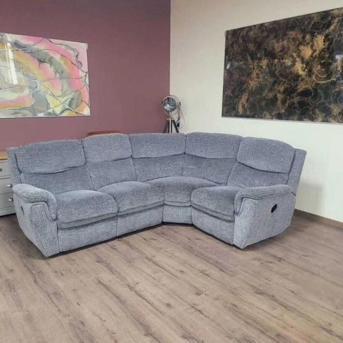 Gray fabric corner sofa with manual reclining mechanism new