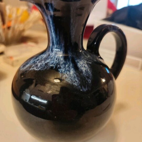 Clay vase pitcher set with glasses like new