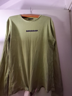 Sisley long-sleeve t-shirt like new, light green, cotton, XL