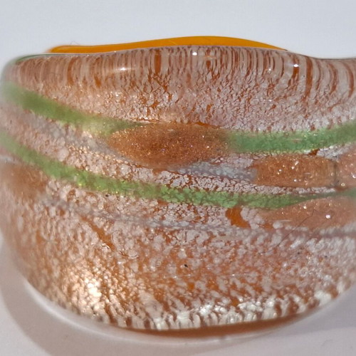 Vintage Murano glass ring with gold foil size 66EU new