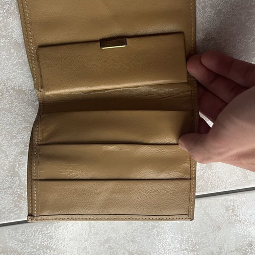 Women's wallet like new, thin leather, beige and brown