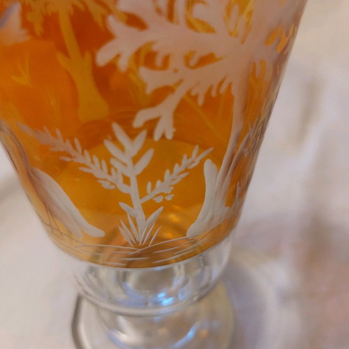 Bohemia glass used vintage amber crystal with tayé hand designs