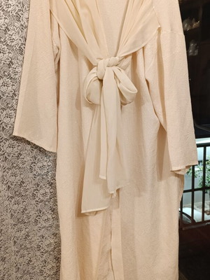 Vintage Μακρύ Κιμονό Max Mara σαν καινούργιο, κρεμ με μεταξωτό δέσιμο