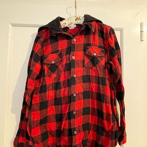 Utility vintage boys lumberjack shirt with hood size L, excellent condition