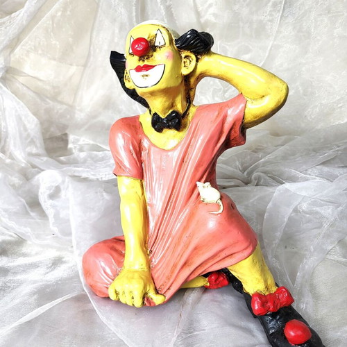 Large Clown with Mouse Susanne Juretzek Achatit Handcrafted Like New