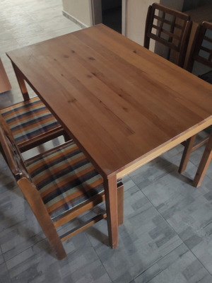 IKEA JOKKMOKK solid pine wood table with 4 wooden chairs