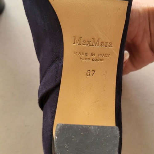 Max Mara suede leather ankle boots new, size 37, black and blue