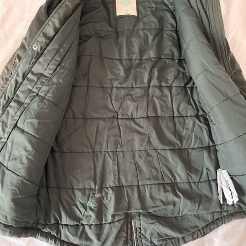 Bershka khaki parka jacket with detachable fur hood, size M, like new