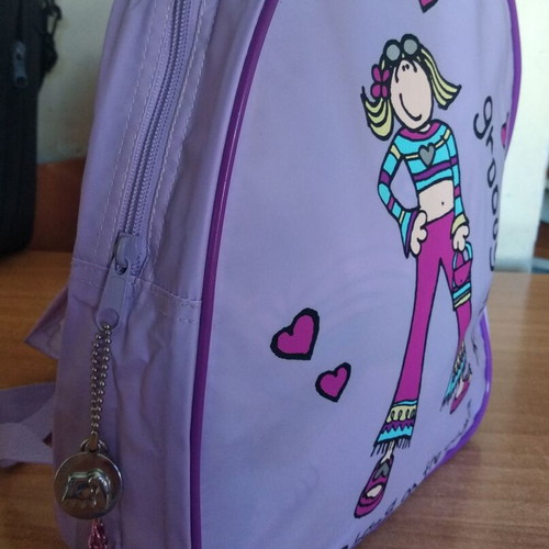 Girls' bag new, backpack, purple with child design