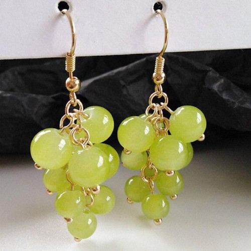 Green grape cluster earrings, fresh summer style