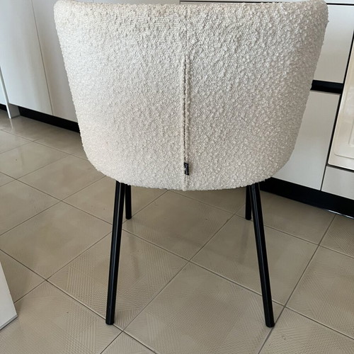 Kave Home Ciselia dining chairs, white bouclé, set of 6