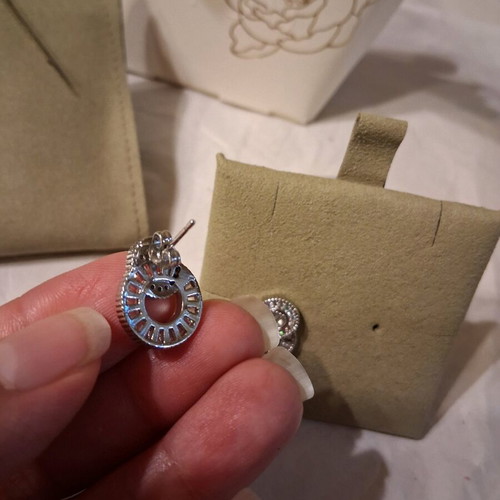 Earrings plated steel and zirconia new with gift packaging
