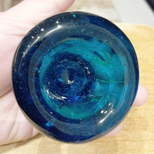 Blown glass candle holder like new, height 6.5 cm