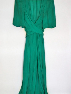 Oysho emerald green midaxi dress like new with waist tie