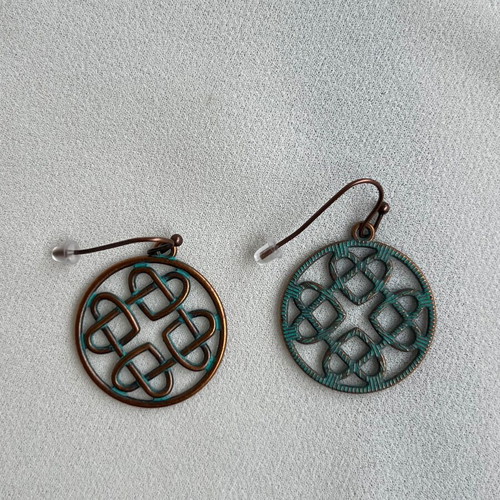 Vintage bronze Celtic knot dangle earrings new, brown